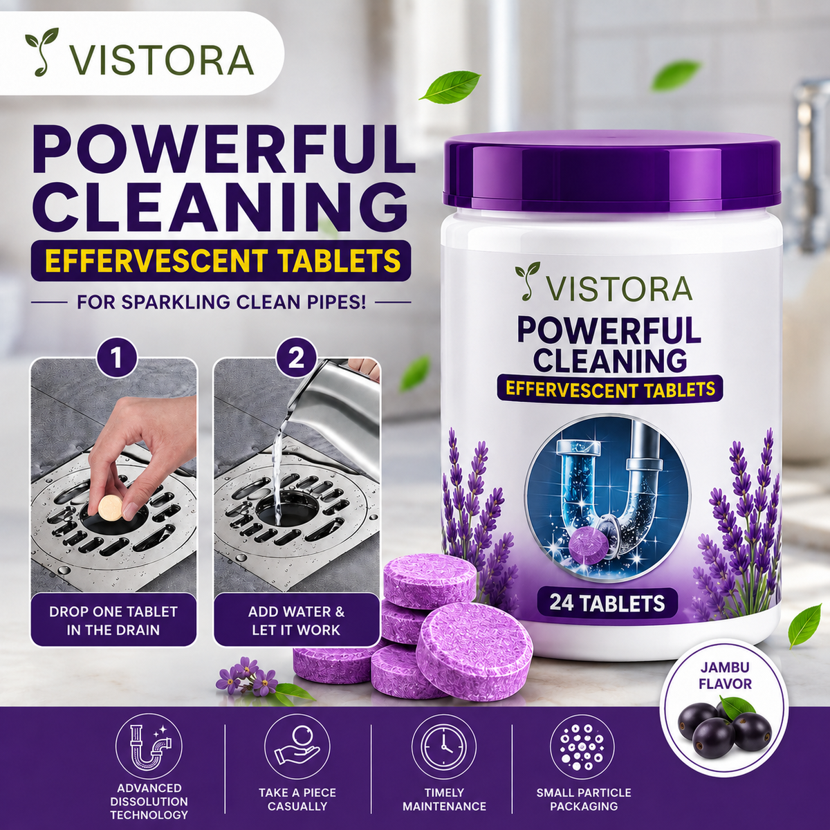 🔥HOT SALE 50% OFF ❤️Powerful Cleaning Effervescent Tablets for Pipe,Deodorizing Antibacterial Pipe Cleaner for Sink Toilet Floor Drain🔥Buy 1 Get 1 Free🔥