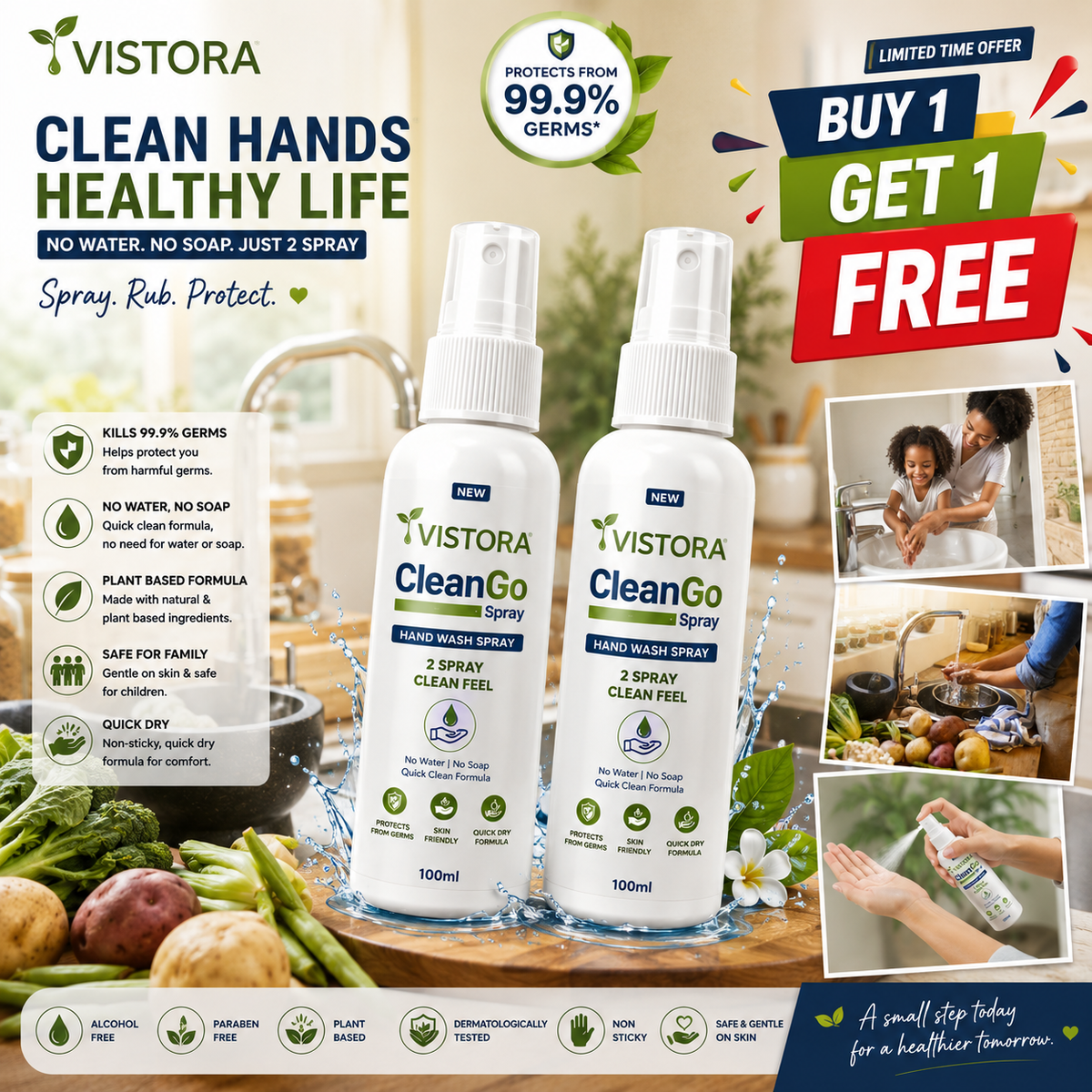 ⏰Limited Sale 49% OFF 🌿 CleanGo Spray - Instant Freshness 💧 No Water. No Soap. Just Spray & Go! 💧Buy 1 Get 1 free💧