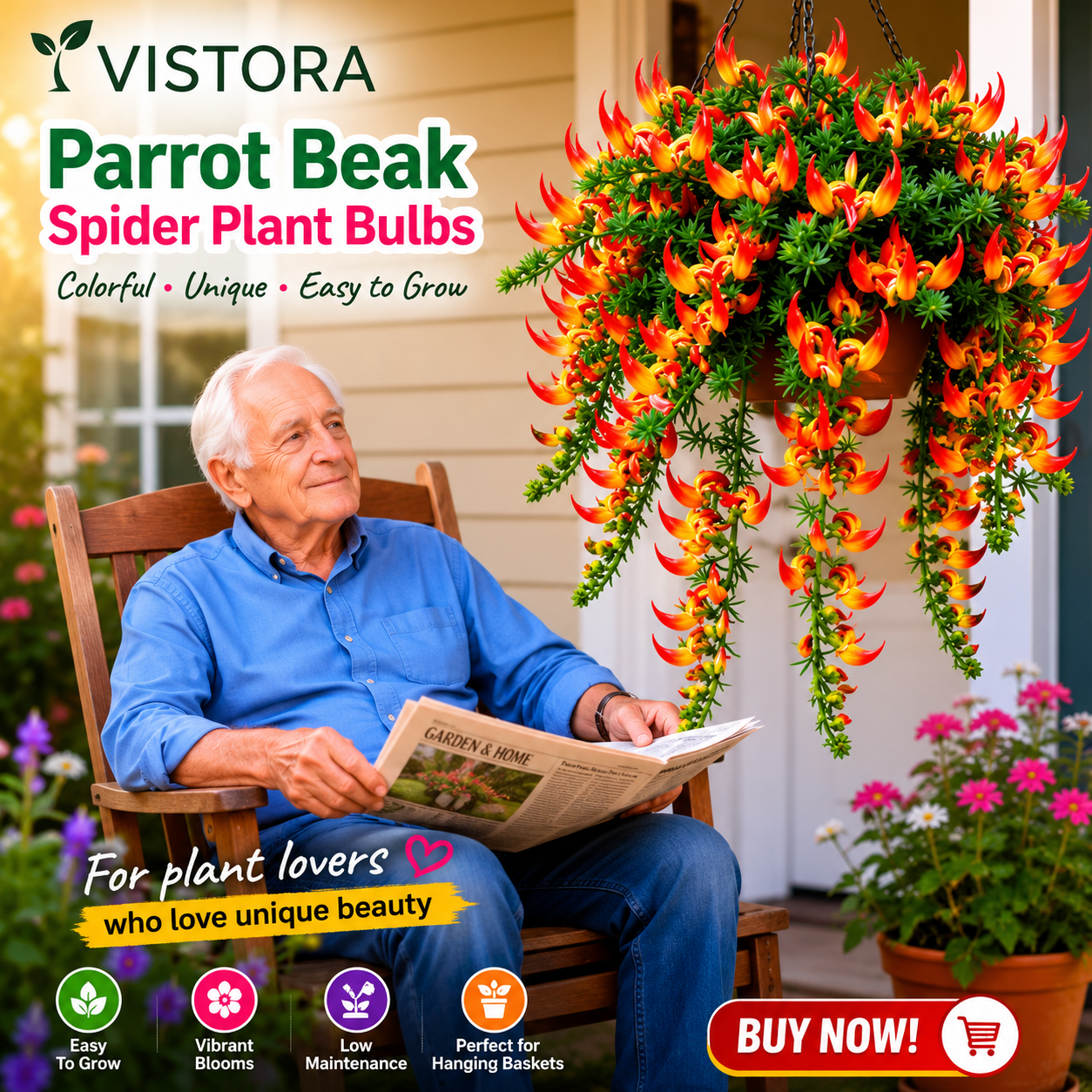 🪴🦜PARROTBEAK SPIDER PLANT BULBS - 🔥 BLOOMS FOR UP TO 300 DAYS A YEAR! 🦜Buy 6 Get 6 Free Bulbs🦜