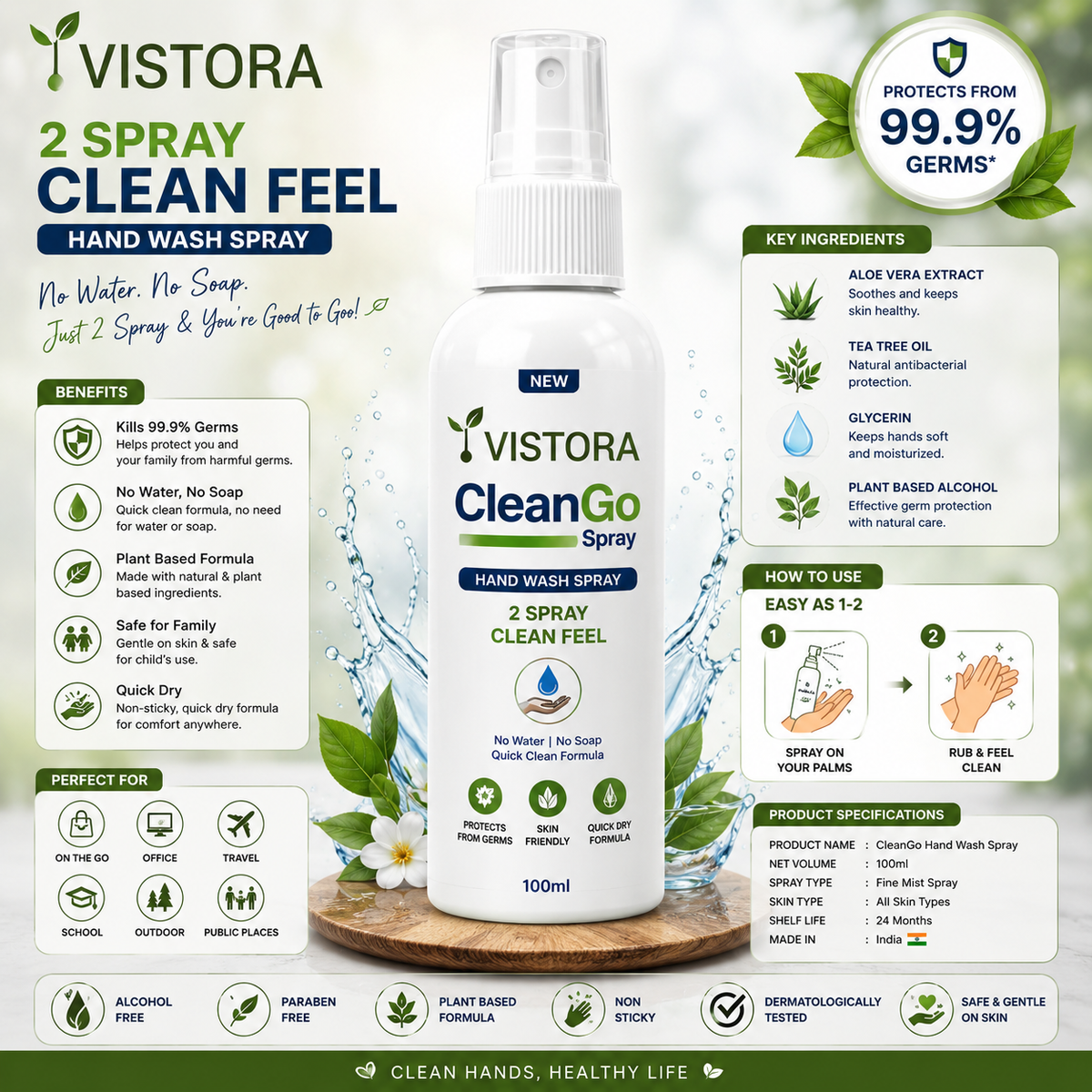 ⏰Limited Sale 49% OFF 🌿 CleanGo Spray - Instant Freshness 💧 No Water. No Soap. Just Spray & Go! 💧Buy 1 Get 1 free💧