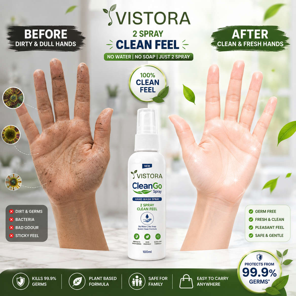 ⏰Limited Sale 49% OFF 🌿 CleanGo Spray - Instant Freshness 💧 No Water. No Soap. Just Spray & Go! 💧Buy 1 Get 1 free💧