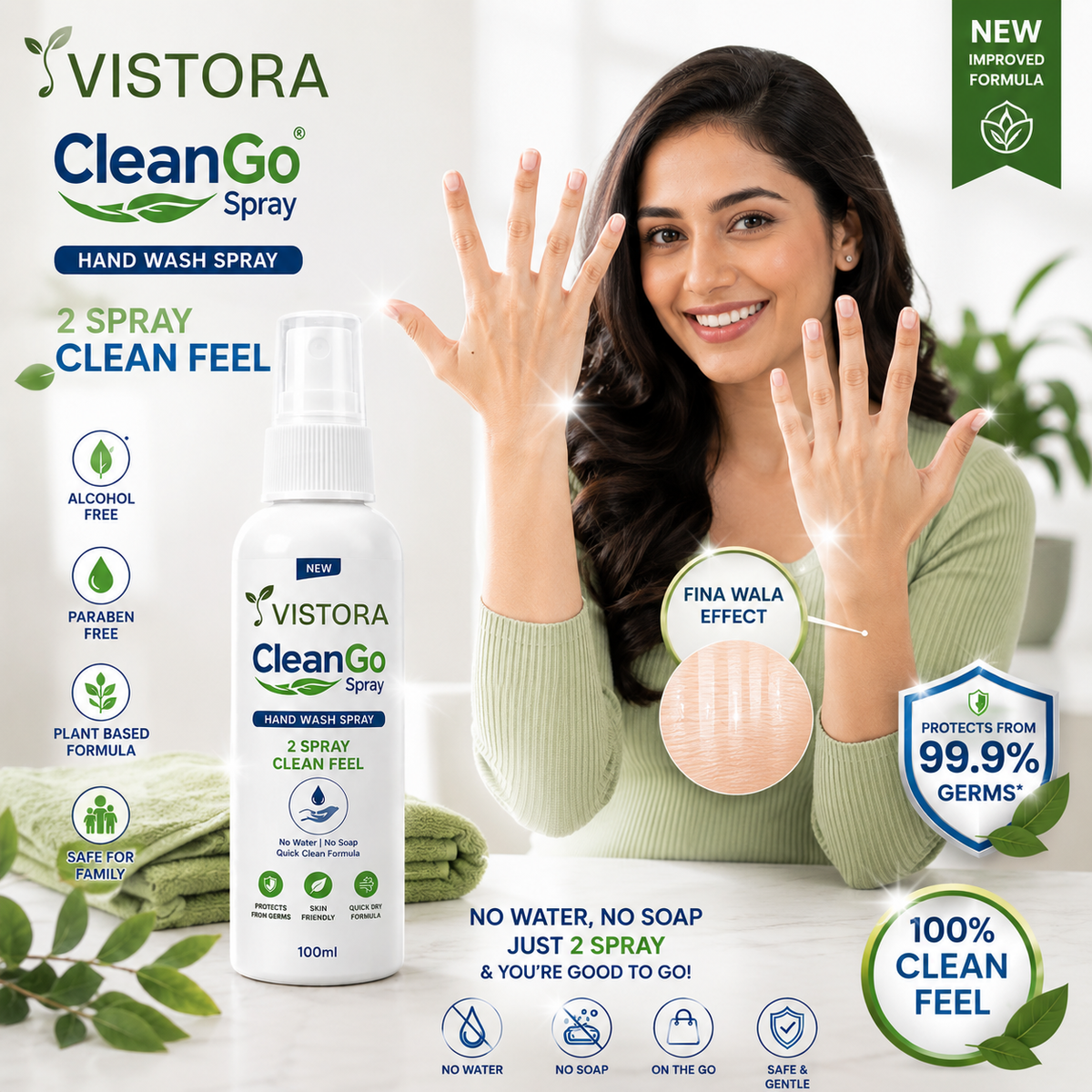 ⏰Limited Sale 49% OFF 🌿 CleanGo Spray - Instant Freshness 💧 No Water. No Soap. Just Spray & Go! 💧Buy 1 Get 1 free💧