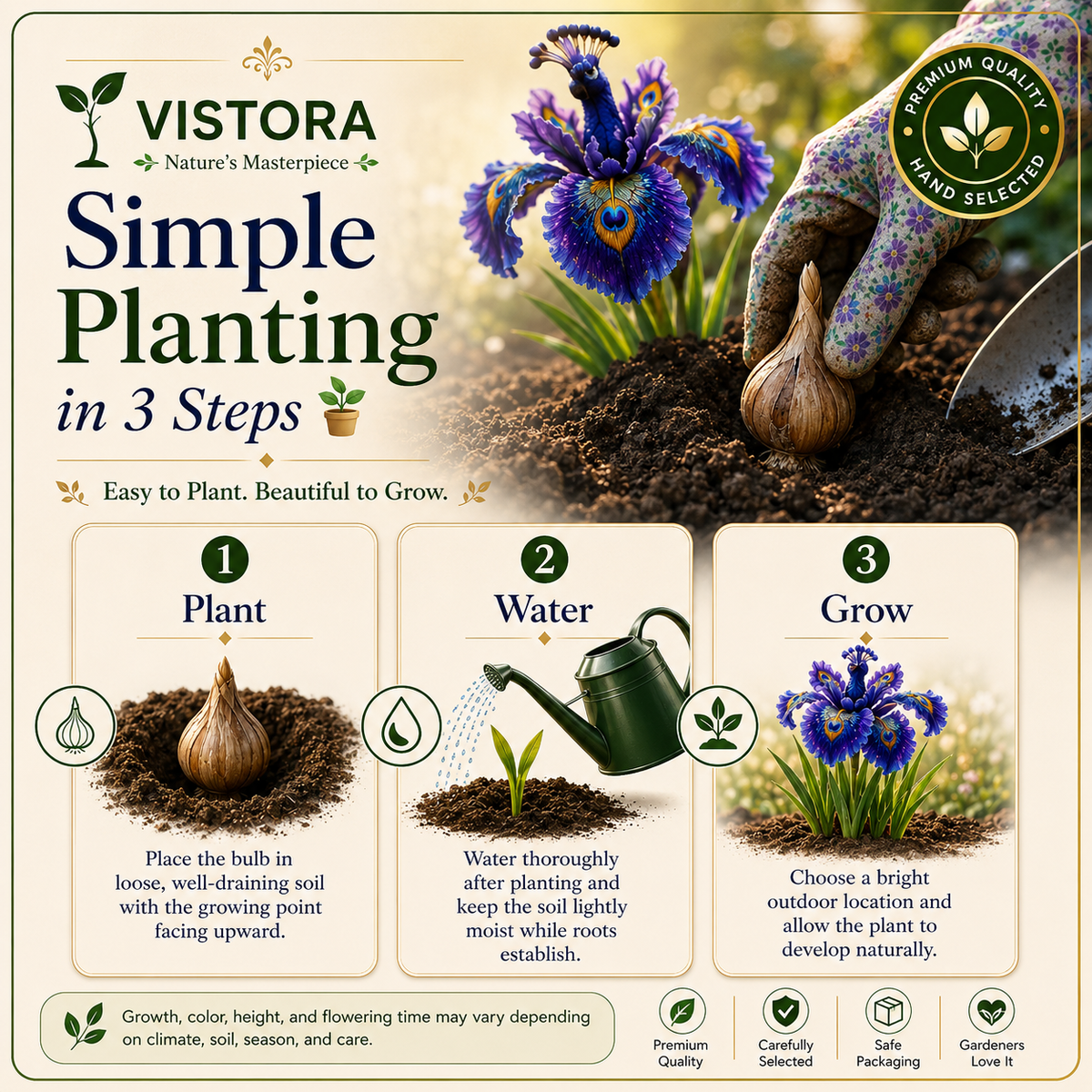 🦚🌸 PEACOCK IRIS BULBS 💥 ELEGANT BLOOMS THAT TURN EVERY GARDEN INTO A MASTERPIECE🌸Buy 6 Get 6 Free Bulbs🌸