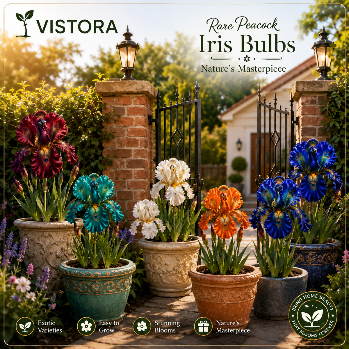 🦚🌸 PEACOCK IRIS BULBS 💥 ELEGANT BLOOMS THAT TURN EVERY GARDEN INTO A MASTERPIECE🌸Buy 6 Get 6 Free Bulbs🌸