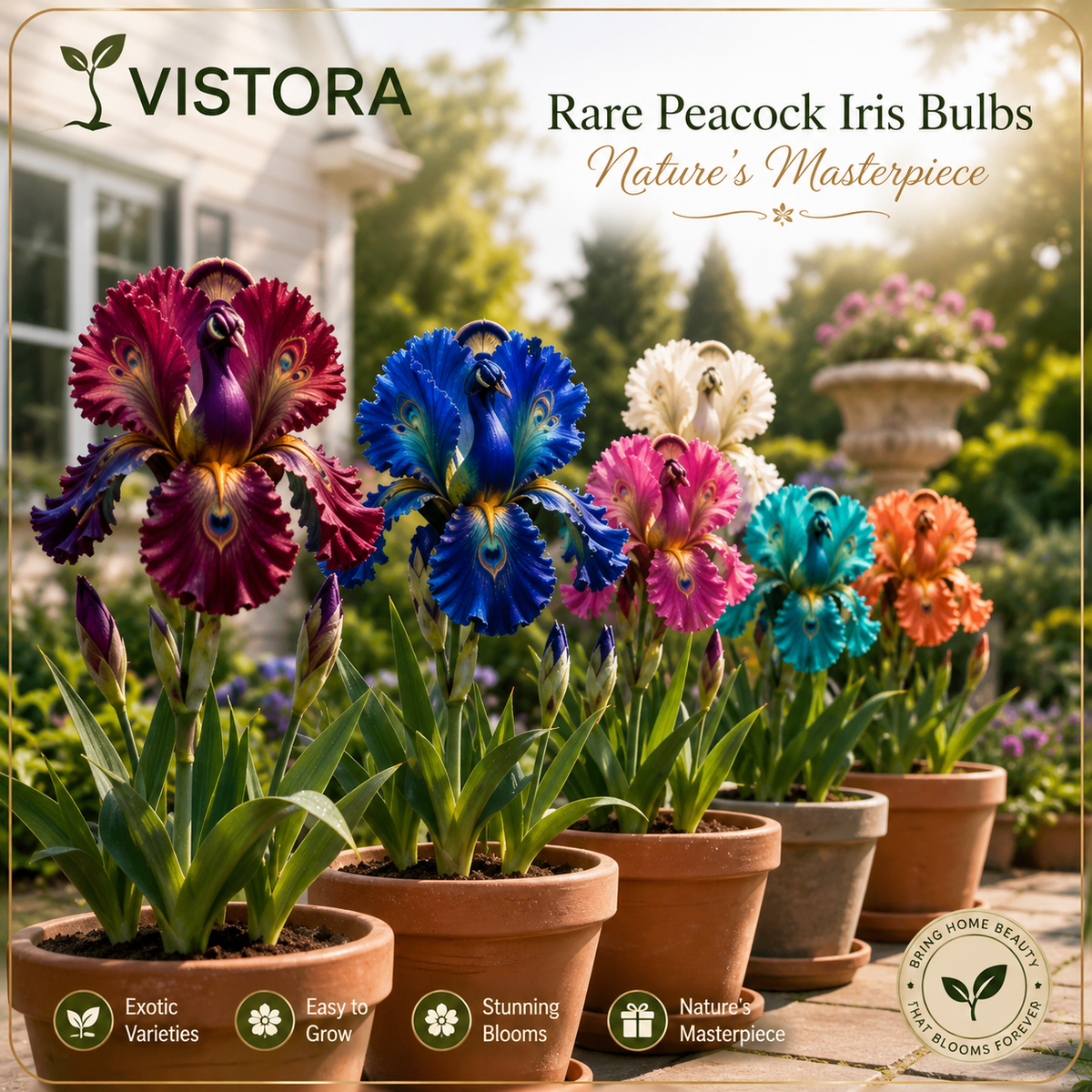 🦚🌸 PEACOCK IRIS BULBS 💥 ELEGANT BLOOMS THAT TURN EVERY GARDEN INTO A MASTERPIECE🌸Buy 6 Get 6 Free Bulbs🌸