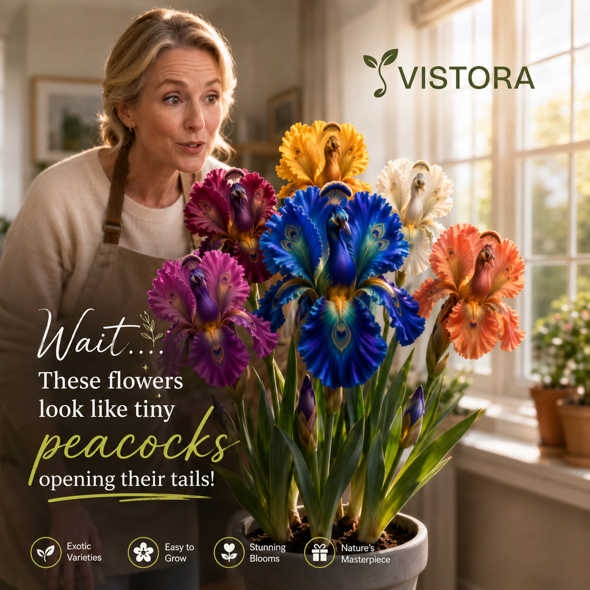 🦚🌸 PEACOCK IRIS BULBS 💥 ELEGANT BLOOMS THAT TURN EVERY GARDEN INTO A MASTERPIECE🌸Buy 6 Get 6 Free Bulbs🌸