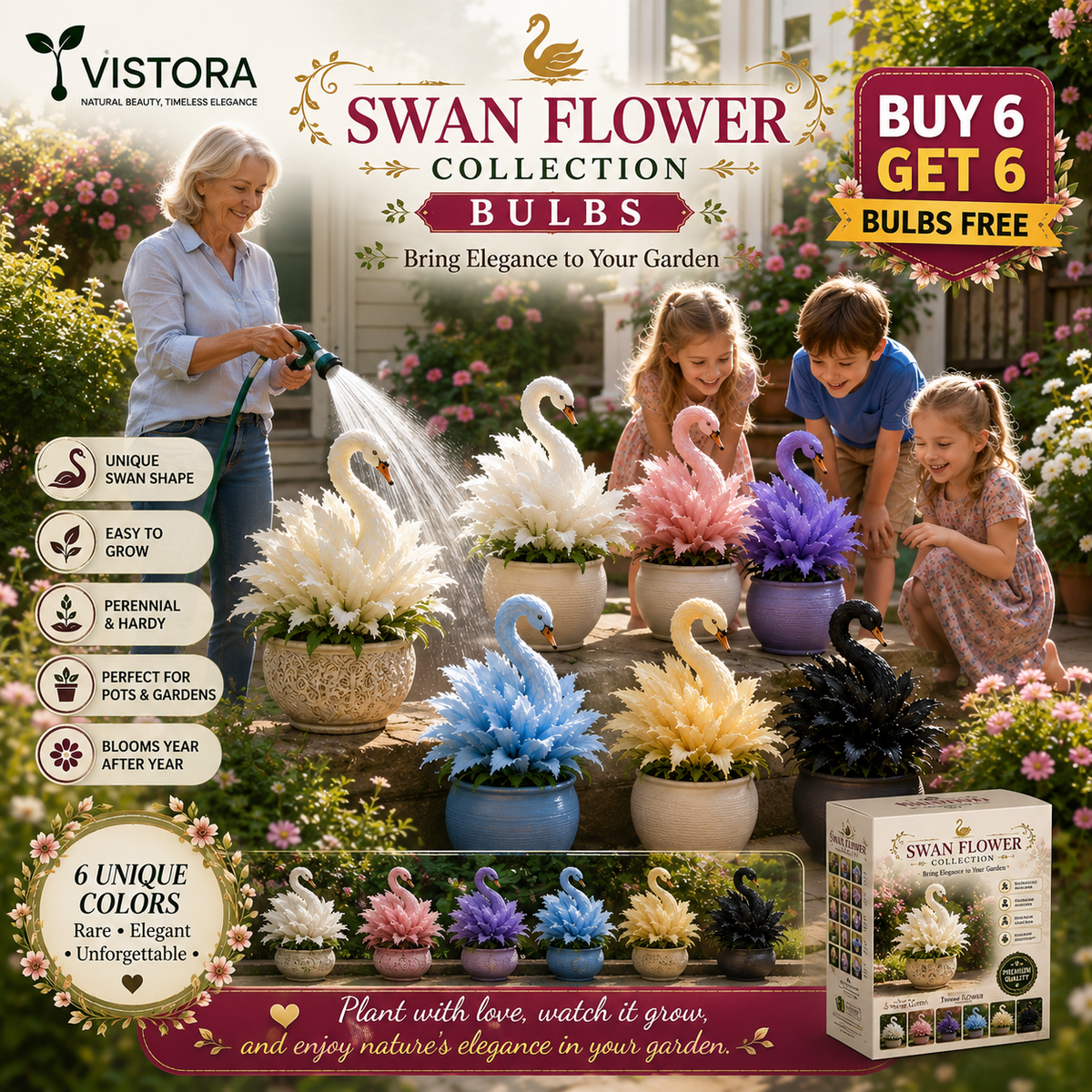 🦢SWAN FLOWER COLLECTION BULBS - TURN YOUR GARDEN INTO A LIVING SWAN PARADISE🌼Buy 6 Get 6 Free Bulbs🌼