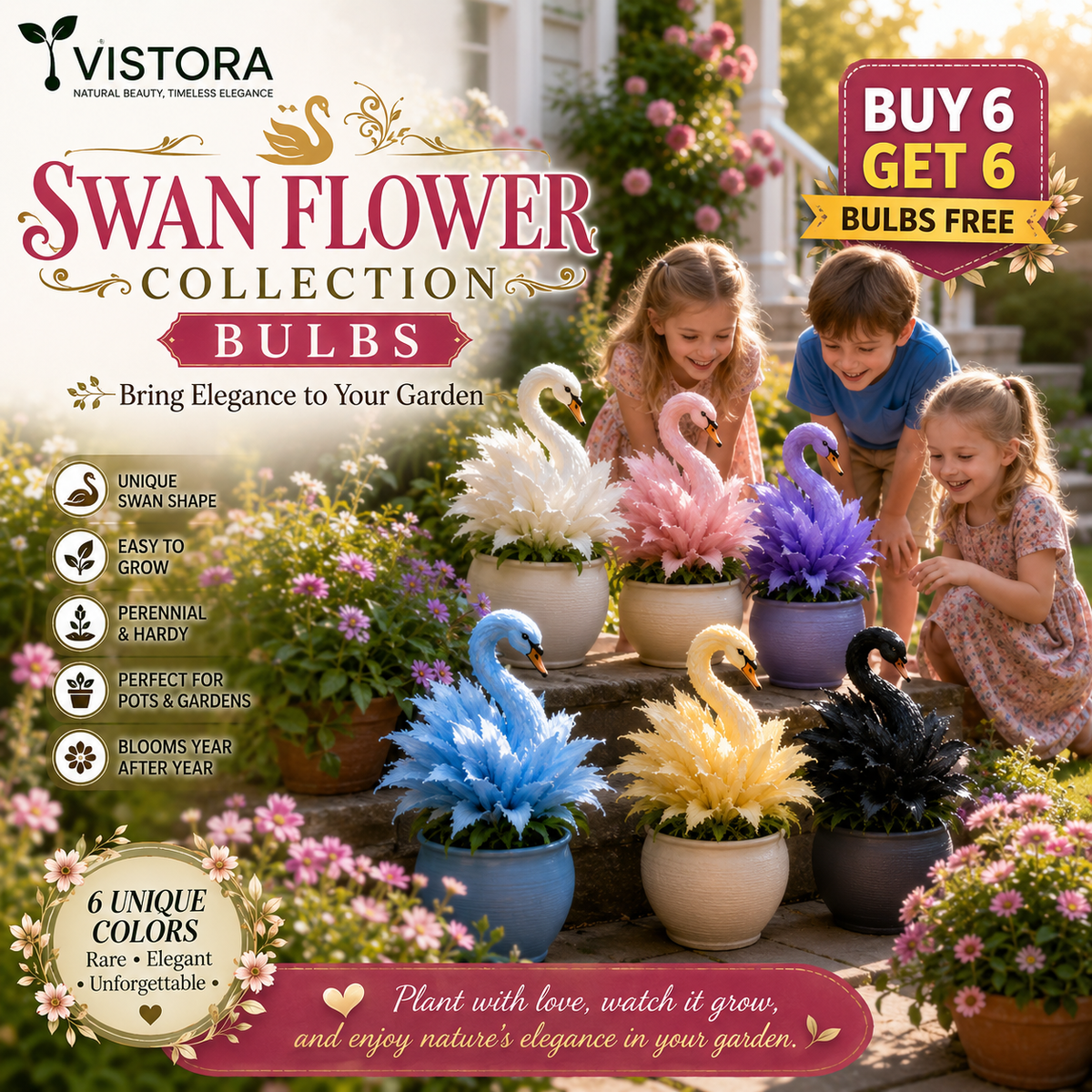 🦢SWAN FLOWER COLLECTION BULBS - TURN YOUR GARDEN INTO A LIVING SWAN PARADISE🌼Buy 6 Get 6 Free Bulbs🌼