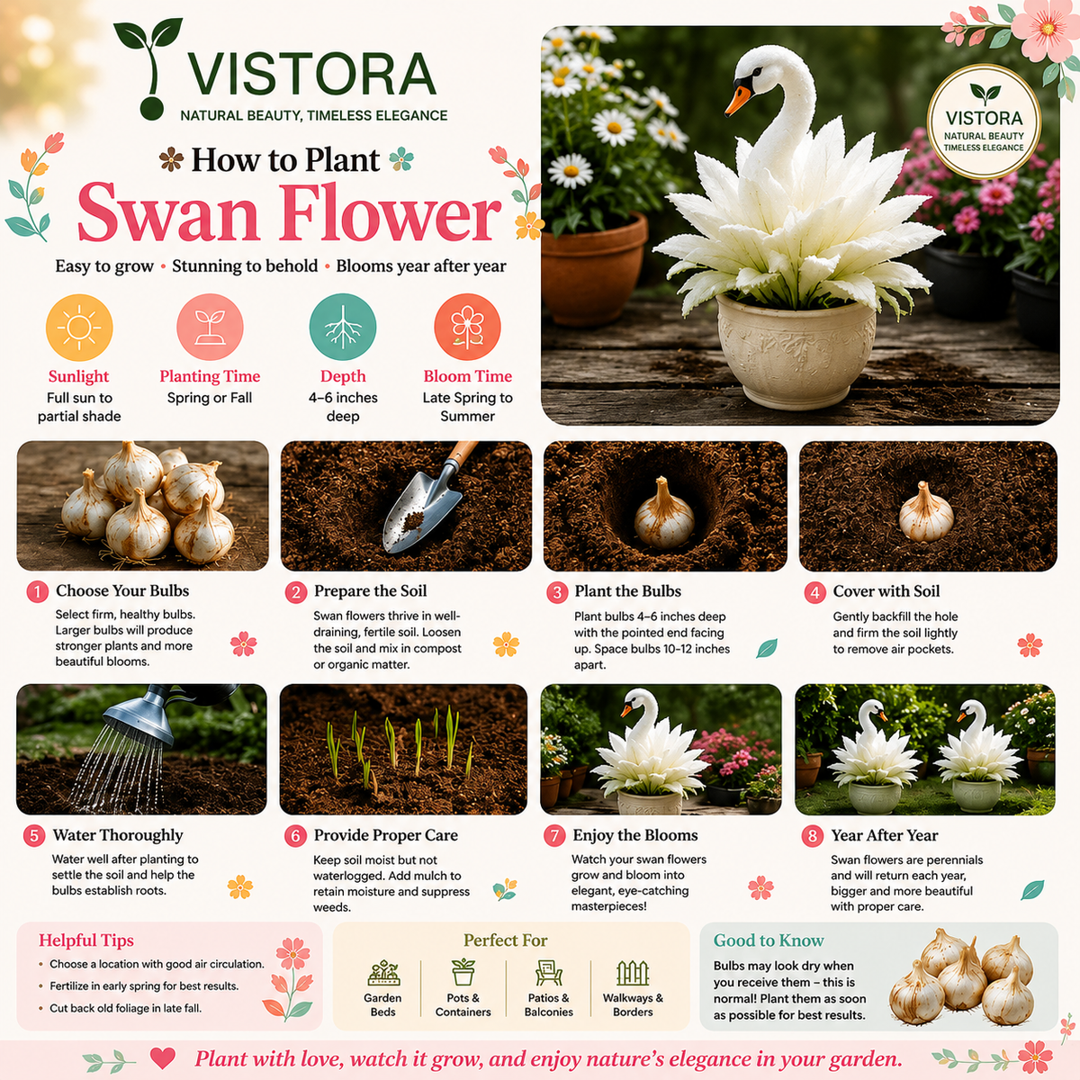 🦢SWAN FLOWER COLLECTION BULBS - TURN YOUR GARDEN INTO A LIVING SWAN PARADISE🌼Buy 6 Get 6 Free Bulbs🌼
