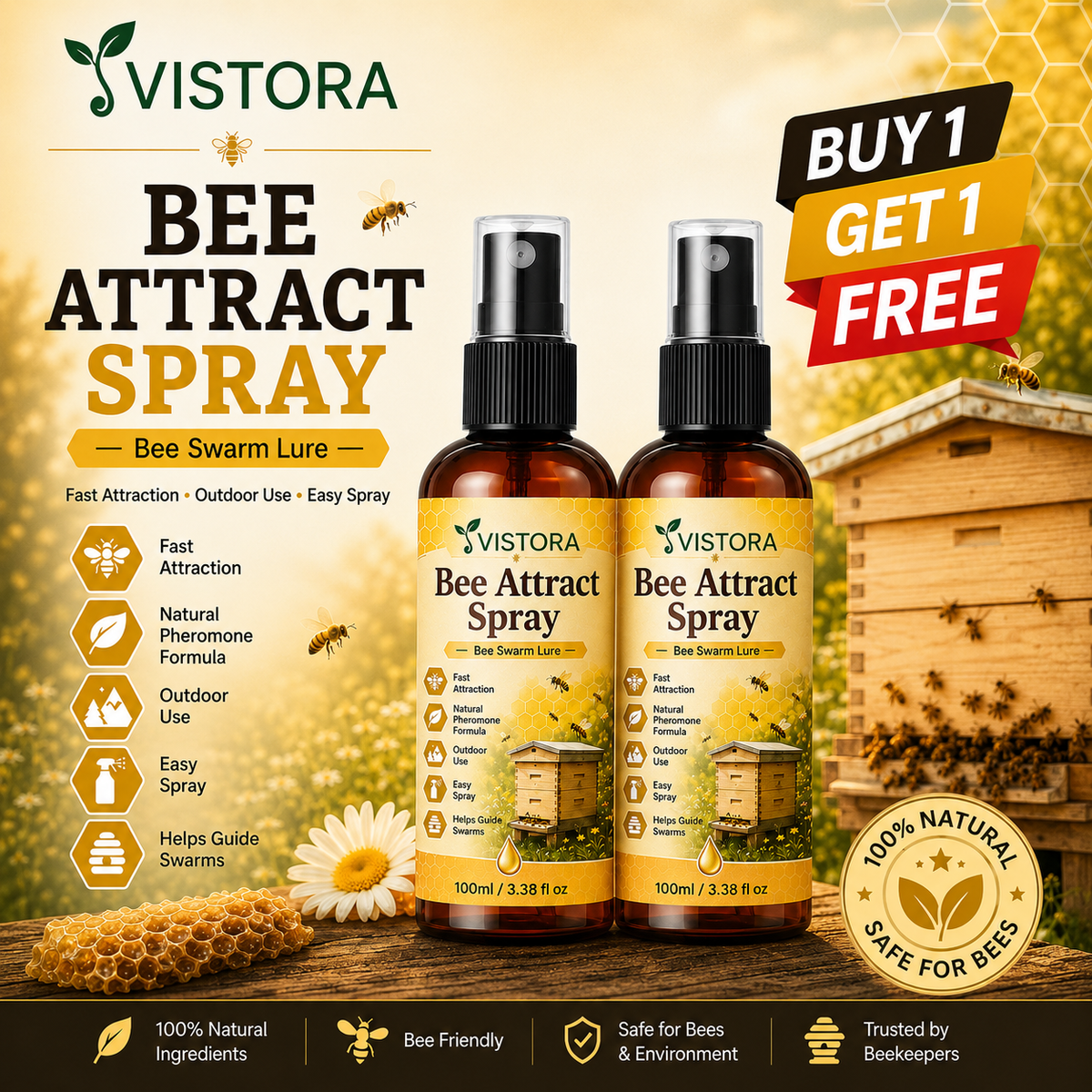 🐝Monsoon Limited-Time 50% OFF🐝Natural Outdoor Bee Attractant Spray🐝Buy 1 Get 1 Free🐝