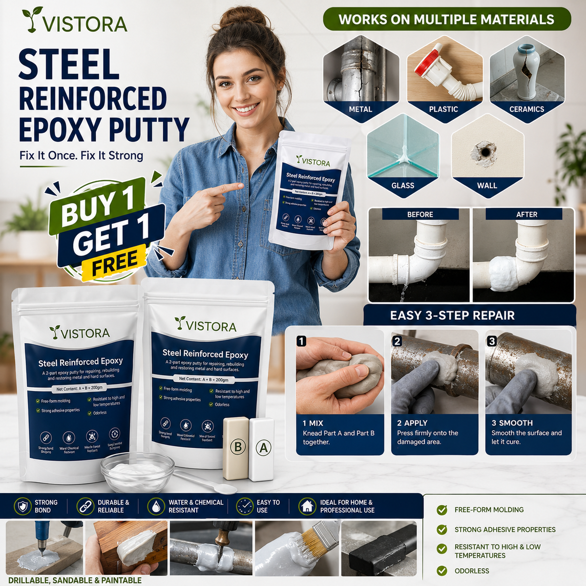 🔥GET 49% OFF NOW🔥 Waterproof Heat-Resistant Epoxy Putty Repair Kit🛠️ BUY 1 GET 1 FREE! ✨