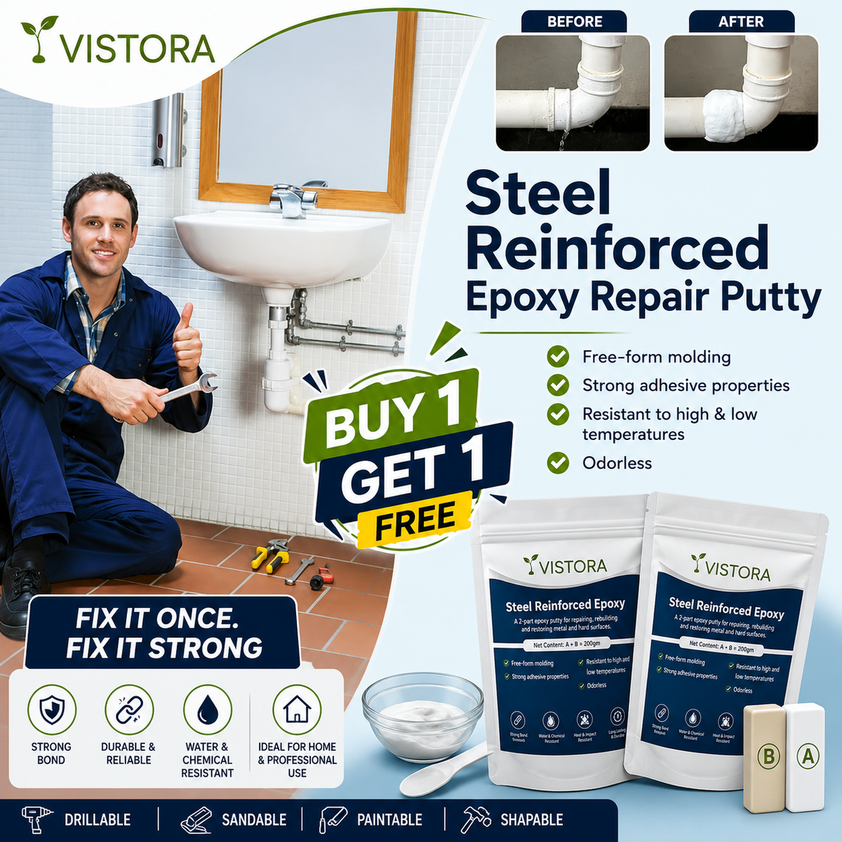 🔥GET 49% OFF NOW🔥 Waterproof Heat-Resistant Epoxy Putty Repair Kit🛠️ BUY 1 GET 1 FREE! ✨