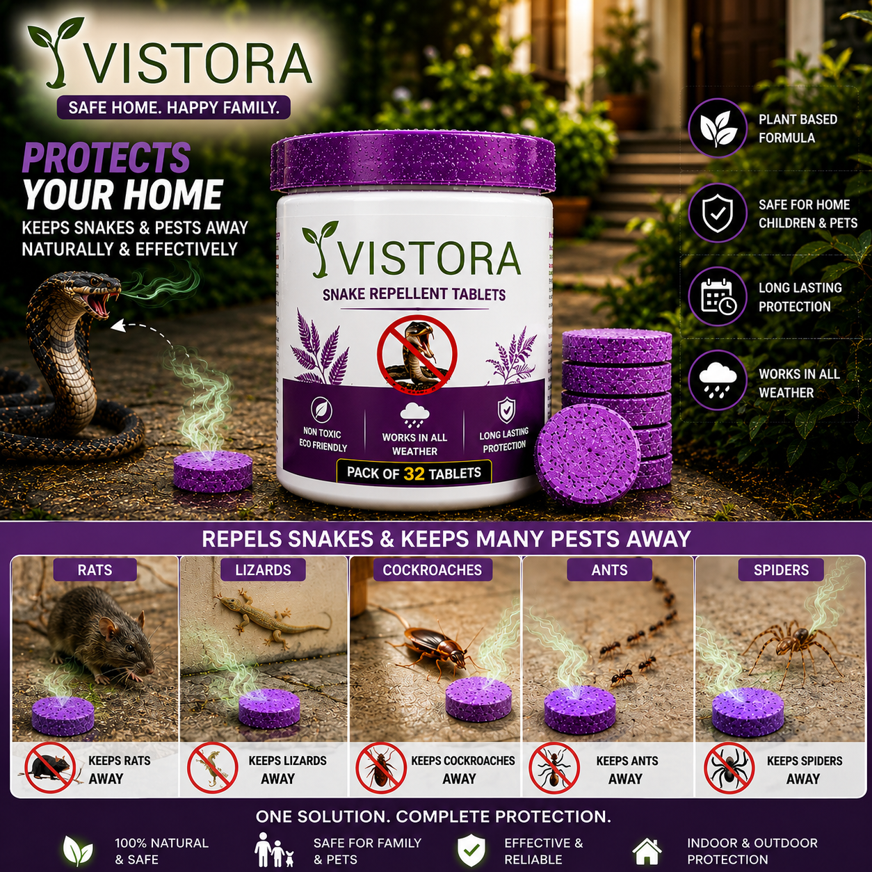 💥Powerful Protection Snake Repellent Tablets for Home, Farm & Garden | Instant Action Formula🔥Buy 1 Get 1 Free🔥