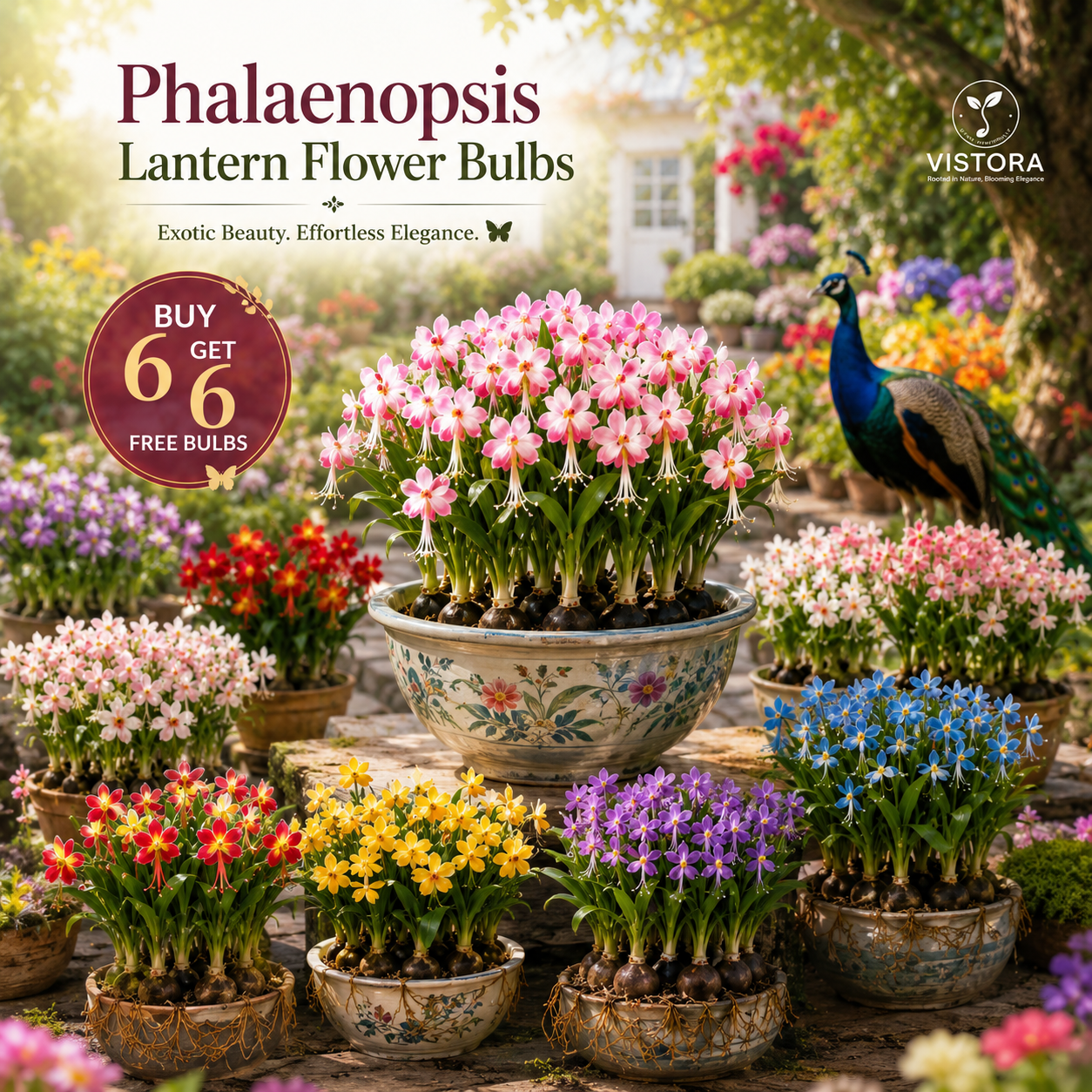 🌸 PHALAENOPSIS LANTERN FLOWER BULBS – ORCHID GRACE, LANTERN GLOW ✨ 🔥Buy 6 Get 6 Free Bulbs🔥