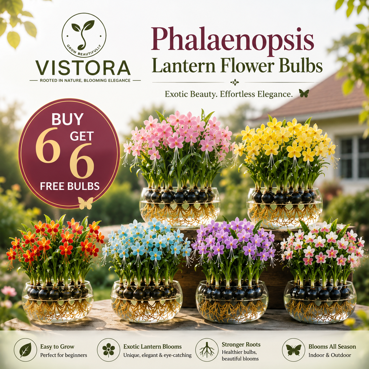 🌸 PHALAENOPSIS LANTERN FLOWER BULBS – ORCHID GRACE, LANTERN GLOW ✨ 🔥Buy 6 Get 6 Free Bulbs🔥