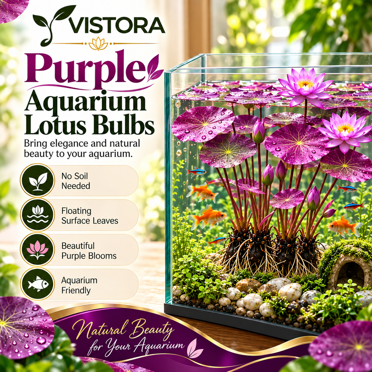 🐟 RED AQUARIUM LOTUS ROOTS BULBS🌿 TURN YOUR AQUARIUM INTO A LIVING GARDEN🌿✨ Buy 4 Get 4 Free Bulbs ✨