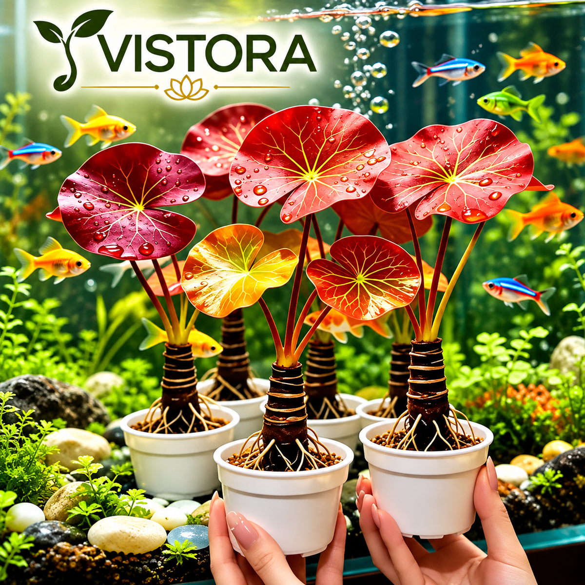 🐟 RED AQUARIUM LOTUS ROOTS BULBS🌿 TURN YOUR AQUARIUM INTO A LIVING GARDEN🌿✨ Buy 4 Get 4 Free Bulbs ✨