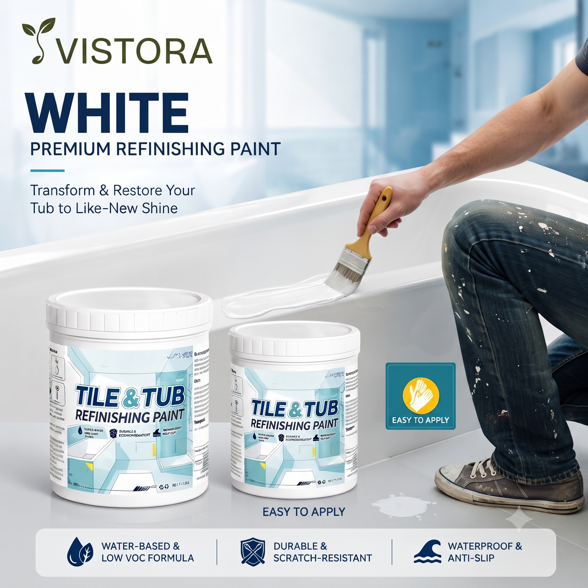 Premium Tile & Tub Refinishing Paint Kit (Buy 1 Get 1 Free) + Free Brush 🔥
