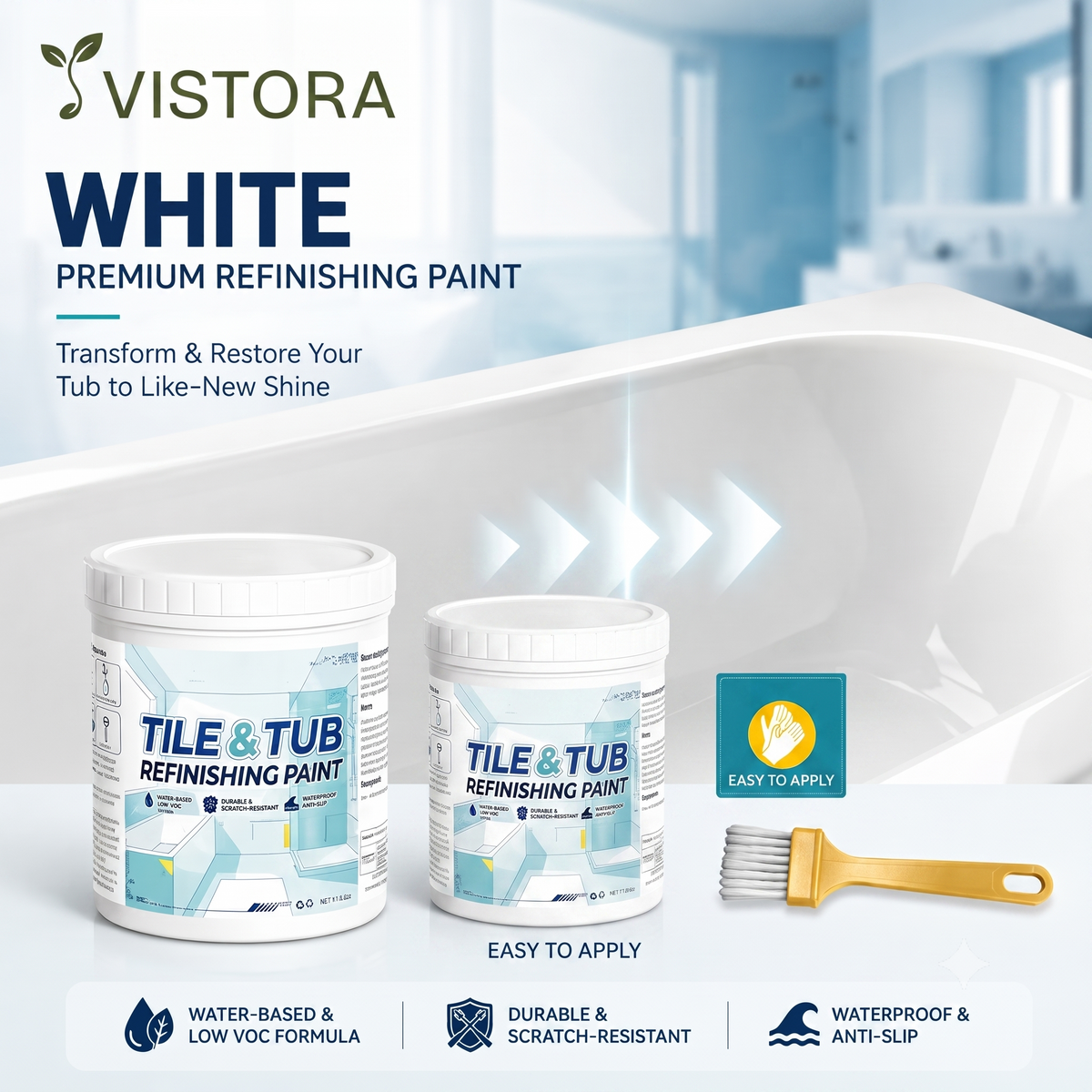 Premium Tile & Tub Refinishing Paint Kit (Buy 1 Get 1 Free) + Free Brush 🔥