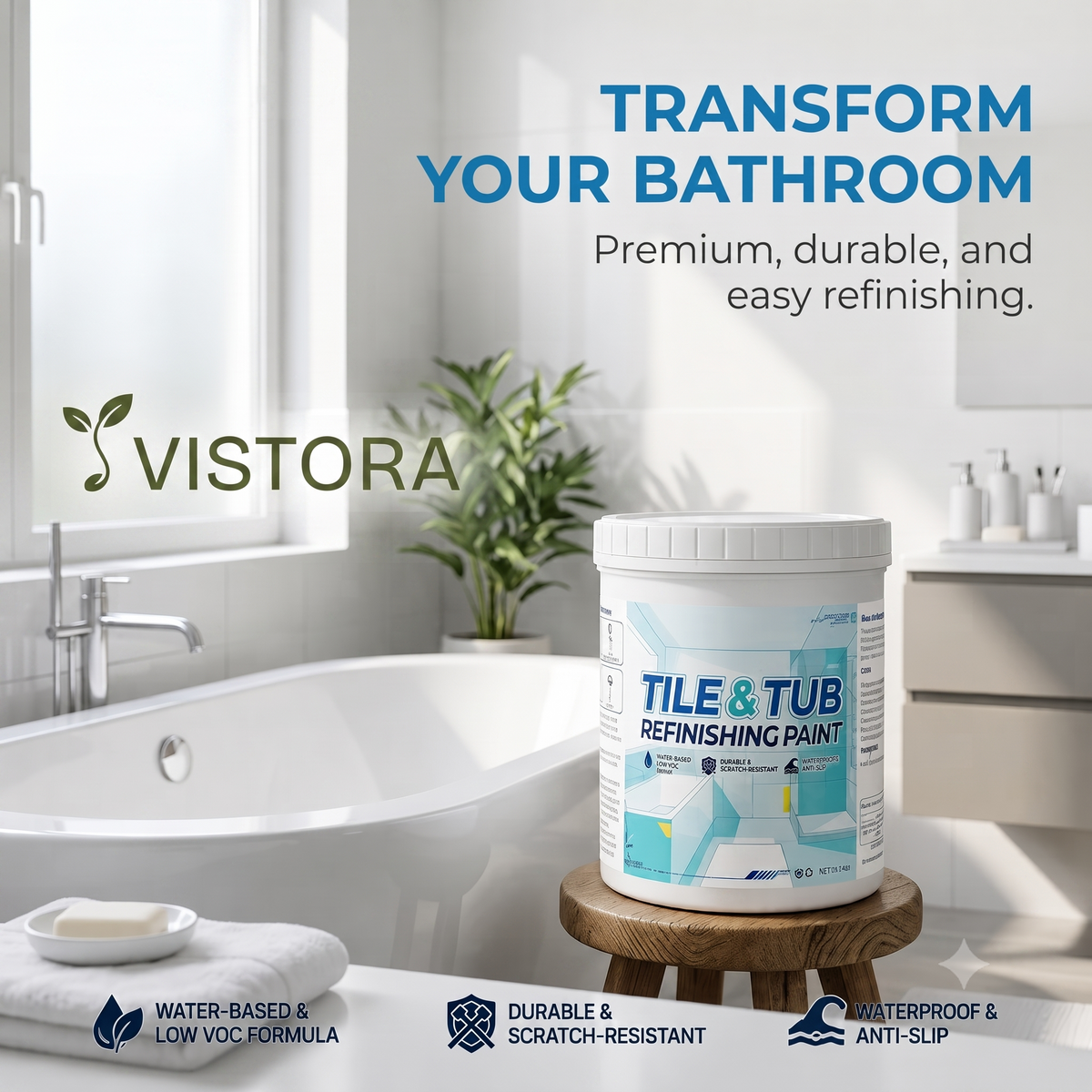 Premium Tile & Tub Refinishing Paint Kit (Buy 1 Get 1 Free) + Free Brush 🔥