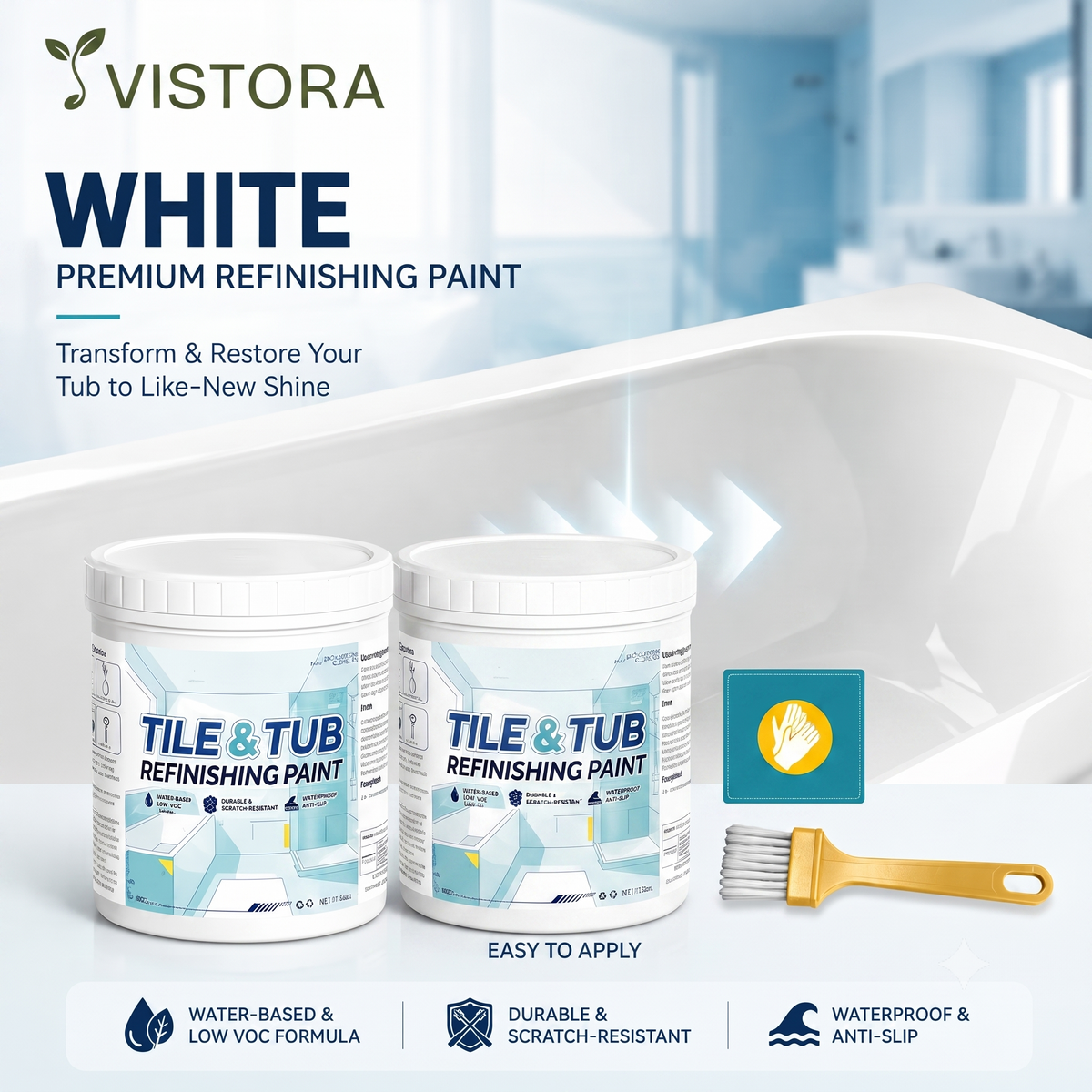 Premium Tile & Tub Refinishing Paint Kit (Buy 1 Get 1 Free) + Free Brush 🔥