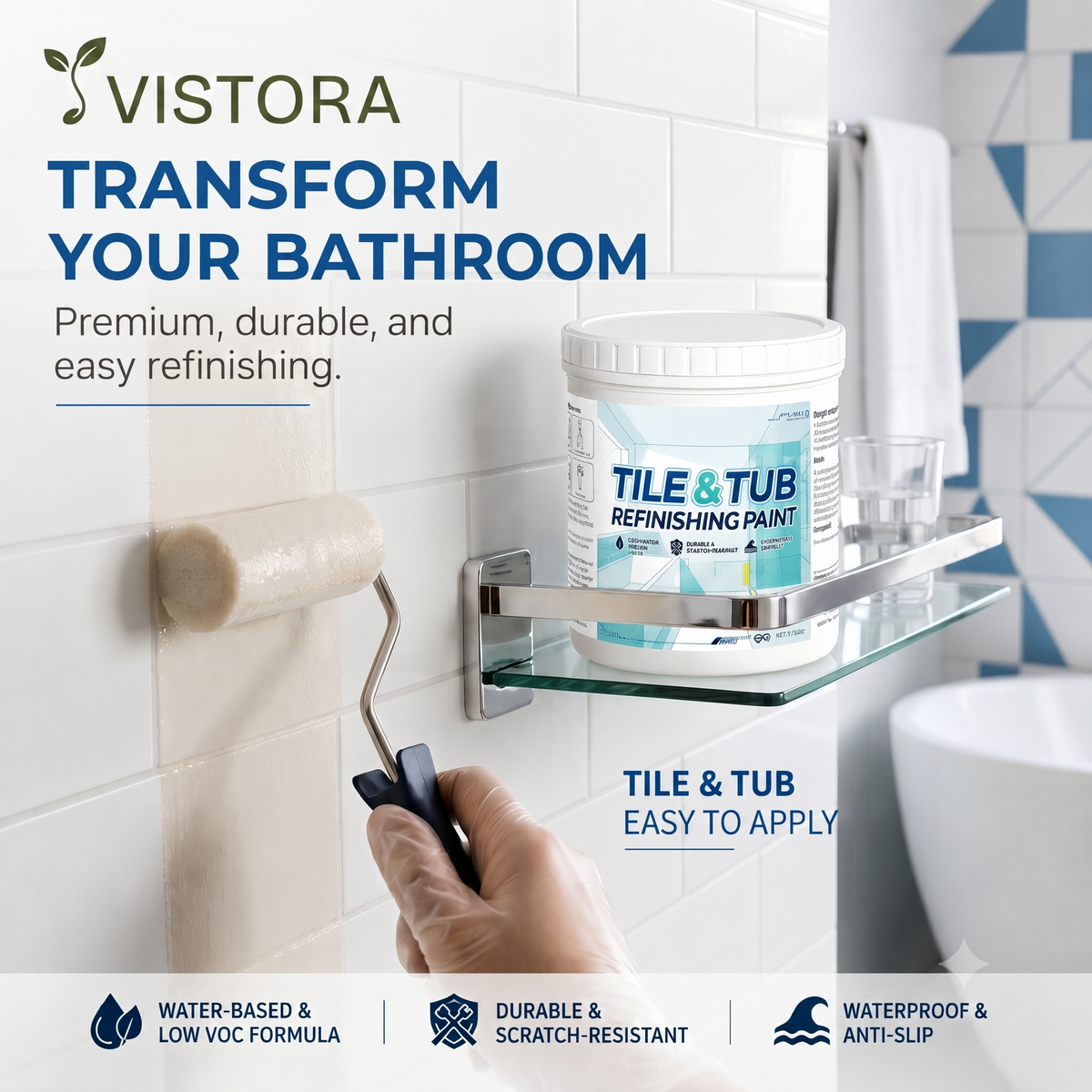Premium Tile & Tub Refinishing Paint Kit (Buy 1 Get 1 Free) + Free Brush 🔥