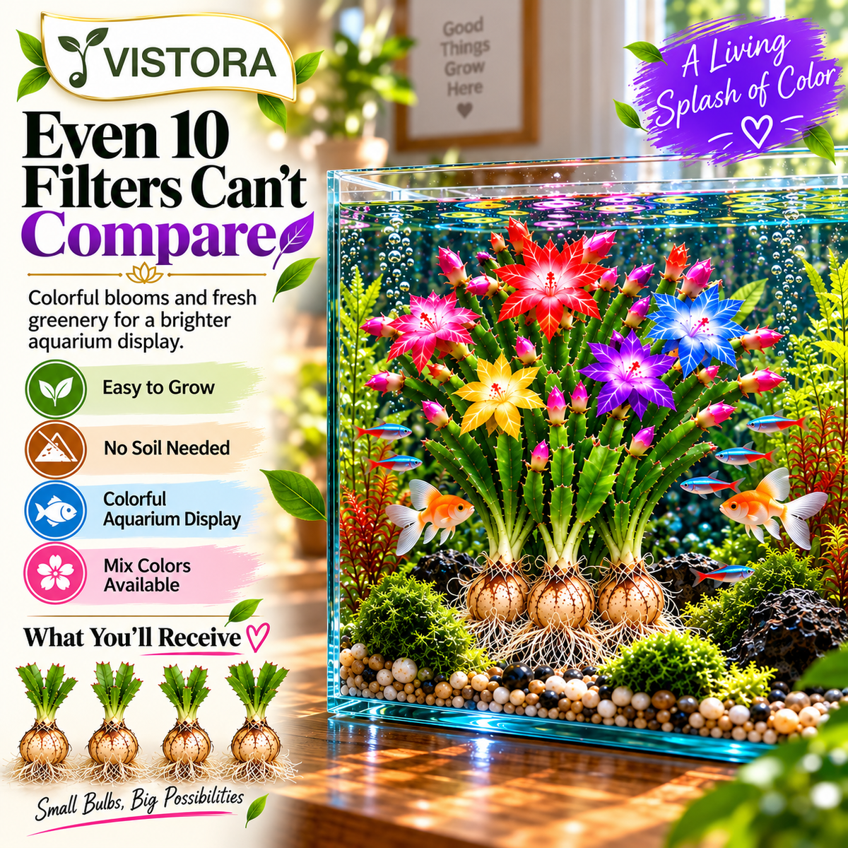 🦀 MIX COLORS RAINBOW AQUARIUM SCHLUMBERGERA – EASY-CARE BLOOMS IN EVERY SHADE FOR A COLORFUL AQUATIC DISPLAY 🌈🐠✨ Buy 4 Get 4 Free Bulbs ✨