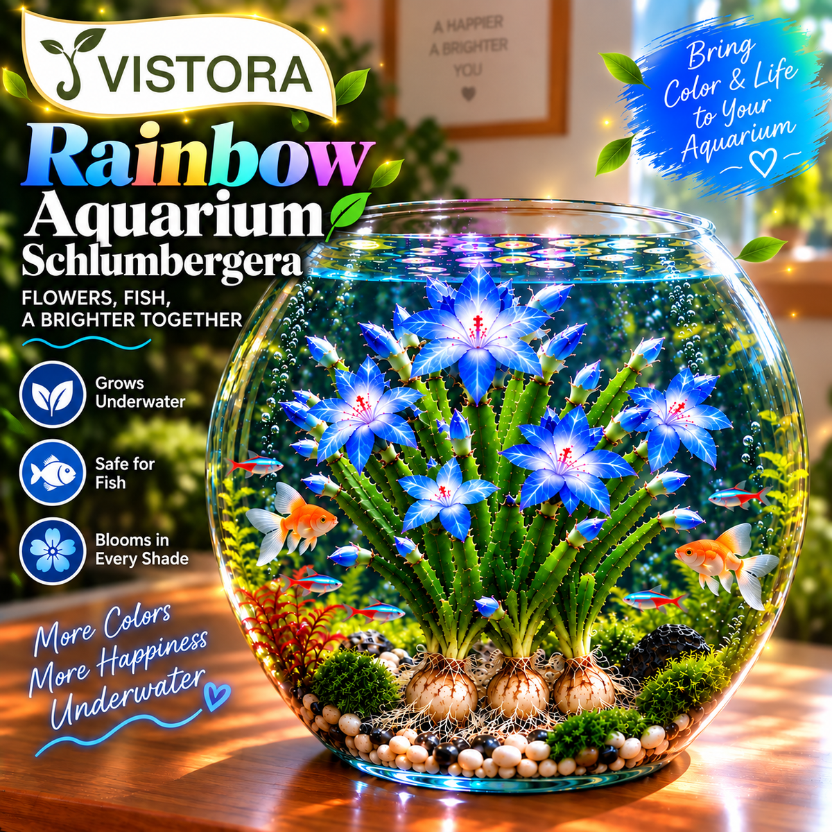 🦀 MIX COLORS RAINBOW AQUARIUM SCHLUMBERGERA – EASY-CARE BLOOMS IN EVERY SHADE FOR A COLORFUL AQUATIC DISPLAY 🌈🐠✨ Buy 4 Get 4 Free Bulbs ✨
