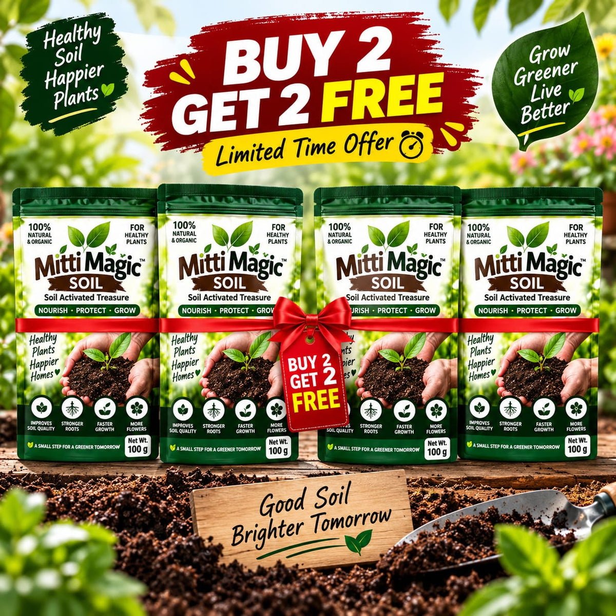💥 HOT SALE 50% OFF 🌱 MITTI MAGIC SOIL 🌱 Mitti Se Growth Ka Magic🌱✨ Buy 2 Get 2 Free ✨